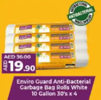 Lulu Hypermarket Enviro Guard Anti Bacterial Garbage Bag Rolls White 10 Gallon 30s x 4 offer