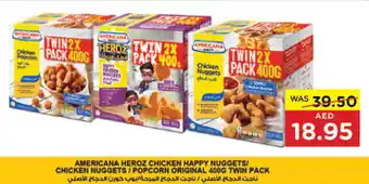 Earth Supermarket AMERICANA HEROZ CHICKEN HAPPY NUGGETS/ CHICKEN NUGGETS / POPCORN ORIGINAL 400G TWIN PACK offer