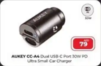 Emax AUKEY CC-A4 Dual USB-C Port 30W PD Ultra Small Car Charger offer