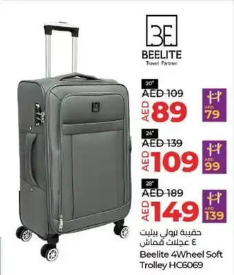 Lulu Hypermarket Beelite 4Wheel Soft Trolley HC6069 20cm offer