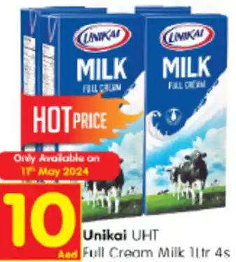 Al Madina Hypermarket Unikai UHT Full Cream Milk 1ltr 4s offer