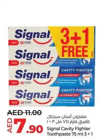 Lulu Hypermarket Signal Cavity Fighter Toothpaste 75 ml 3+1 offer