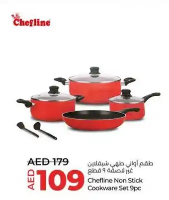 Lulu Hypermarket Chefline Non Stick Cookware Set 9pc offer