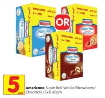 Al Madina Americana Super Roll Vanilla/Strawberry/ And Chocolate (5+1) 60gm offer