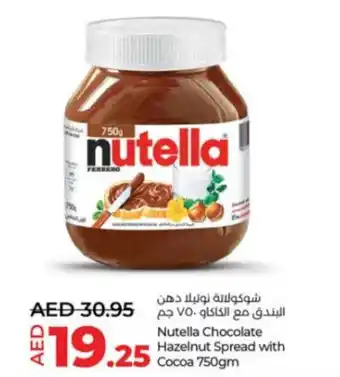 Lulu Hypermarket Nutella Chocolate Hazelnut Spread with Cocoa 750gm offer