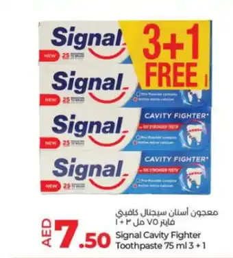 Lulu Hypermarket Signal Cavity Fighter Toothpaste 75 ml 3+1 offer