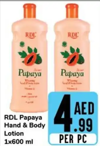 Day To Day RDL Papaya Hand & Body Lotion 1 x 600ml offer