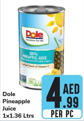 Day To Day Dole Pineapple Juice 1 x 1.36Ltrs offer