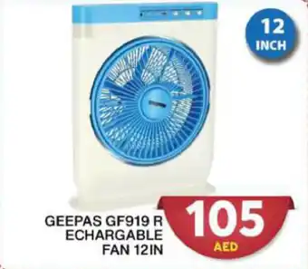 Grand Hyper Market GEEPAS GF919 R ECHARGABLE FAN 12IN offer