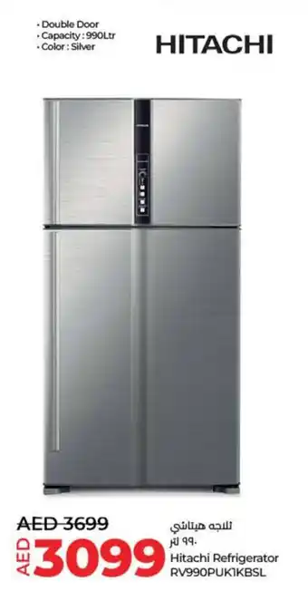 Lulu Hypermarket Hitachi Refrigerator RV990PUKIKBSL offer