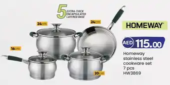 KM Trading Homeway stainless steel cookware set 7 pcs HW3869 offer