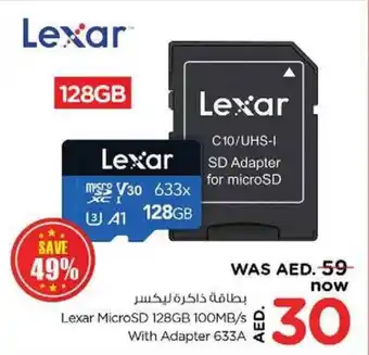 Nesto Lexar MicroSD 128GB 100MB/s With Adapter 633A offer