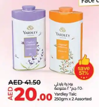 Lulu Hypermarket Yardley Talc 250gm x 2 Assorted offer