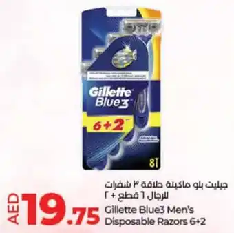 Lulu Hypermarket Gillette Blue3 Men's Disposable Razors 6+2 offer