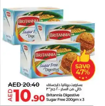 Lulu Hypermarket Britannia Digestive Sugar Free 200gm x 3 offer