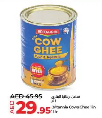 Lulu Hypermarket Britannia Cows Ghee Tin 1ltr offer