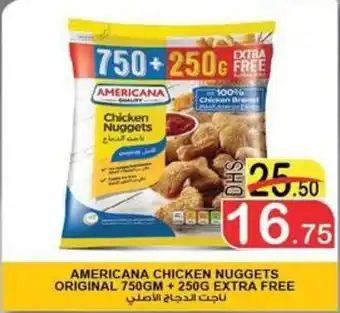Al Mushrif Co-Operative Society AMERICANA CHICKEN NUGGETS ORIGINAL 750GM +250G EXTRA FREE offer