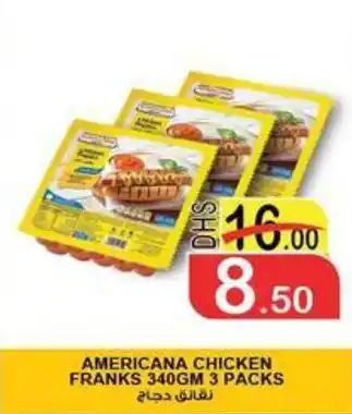 Al Mushrif Co-Operative Society AMERICANA CHICKEN FRANKS 340GM 3 PACKS offer
