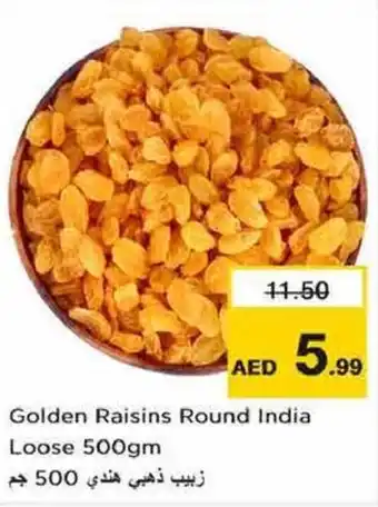 Nesto Golden Raisins Round India Loose 500gm offer