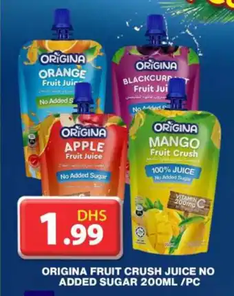 Grand Hyper Market ORIGINA FRUIT CRUSH JUICE NO ADDED SUGAR 200ML PC offer