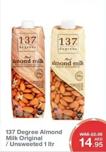 Choithrams 137 Degree Almond Milk Original Unsweeted 1 ltr offer