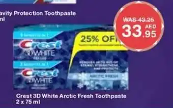 Choithrams Crest 3D White Arctic Fresh Toothpaste 2 x 75 ml offer