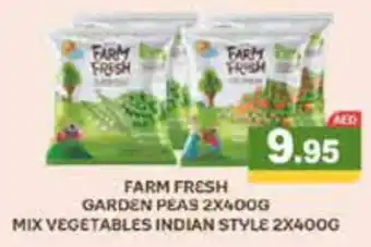 Aswaq Ramez FARM FRESH GARDEN PEAS 2 x 400g / MIX VEGETABLES INDIAN STYLE 2 x 400g offer