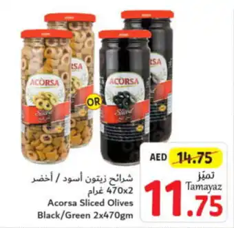Union Coop Acorsa Sliced Olives Black/Green 2x470gm offer