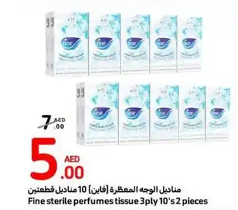Carrefour Fine sterile perfumes tissue 3ply 10s 2 pieces offer