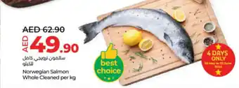 Lulu Hypermarket Norwegian Salmon Whole Cleaned per kg offer