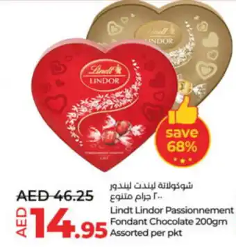 Lulu Hypermarket Lindt Lindor Passionnement Fondant Chocolate 200gm Assorted per pkt offer