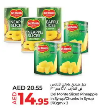 Lulu Hypermarket Del Monte Sliced Pineapple In Syrup Chunks In Syrup 570gm x 3 offer