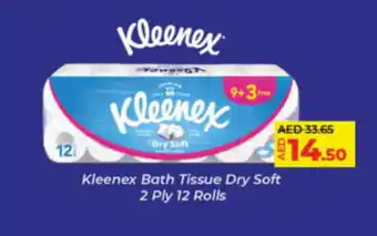 Lulu Hypermarket Kleenex Bath Tissue Dry Soft 2 Ply 12 Rolls offer