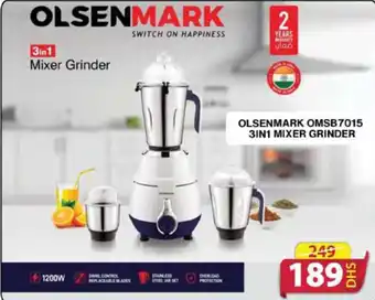 Grand Hyper Market OLSENMARK OMSB7015 3IN1 MIXER GRINDER offer