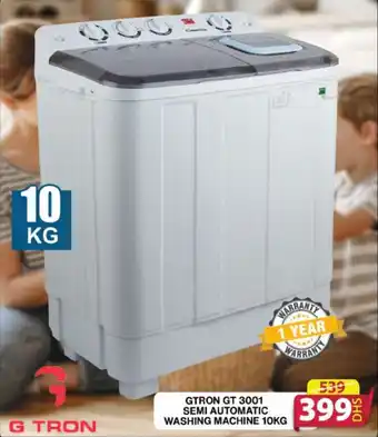 Grand Hyper Market GTRON GT 3001 SEMI AUTOMATIC WASHING MACHINE 10KG offer