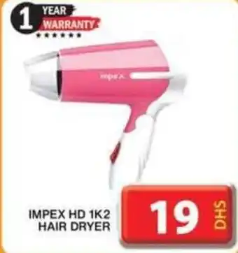 Grand Hyper Market IMPEX HD 1K2 HAIR DRYER offer