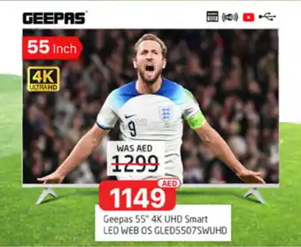 Al Madina Hypermarket Geepas 55 4K UHD Smart LED WEB OS GLED5507SWUHD offer