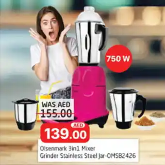 Al Madina Hypermarket Olsenmark 3in1 Mixer Grinder Stainless Steel Jar OMSB2426 offer
