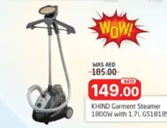 Al Madina KHIND Garment Steamer 1800W with 1.7L GS1818SB offer