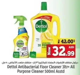 Kenz Hypermarket Dettol Antibacterial Floor Cleaner 3ltr + All Purpose Cleaner 500ml Asstd offer