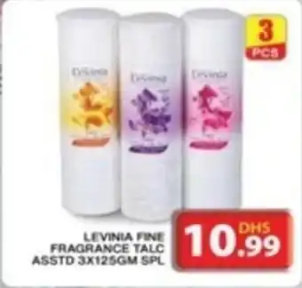 Grand Hyper Market LEVINIA FINE FRAGRANCE TALC ASSTD 3 X 125GM SPL offer