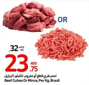 Carrefour Beef Cubes Or Mince, Per Kg offer