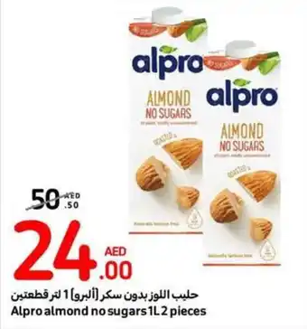 Carrefour Alpro almond no sugars 1L2 pieces offer
