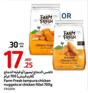 Carrefour Farm Fresh tempura chicken nuggets or chicken fillet 700g offer