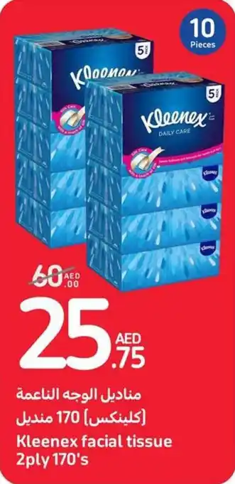 Carrefour Kleenex facial tissue 2ply 170's offer
