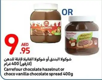 Carrefour Chocolate hazelnut or choco vanilla chocolate spread 400g offer