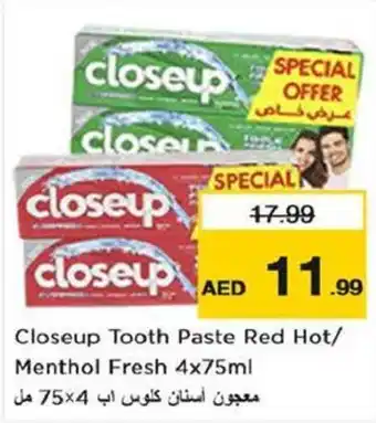 Nesto Closeup Tooth Paste Red Hot Menthol Fresh 4x75ml offer