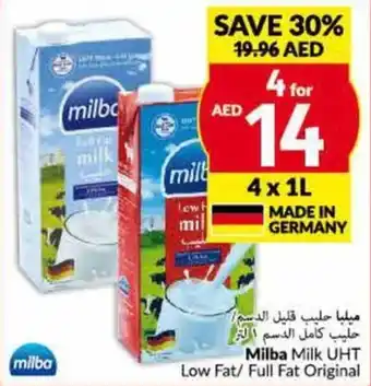 Viva Milba Milk UHT Low Fat / Full Fat Original 4 x 1L offer