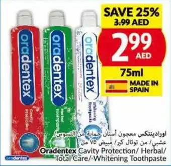 Viva Oradentex Cavity Protection / Herbal / Total Care / Whitening Toothpaste 75mL offer