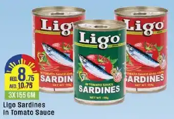 West Zone Supermarket Ligo Sardines In Tomato Sauce 3 x 155gm offer